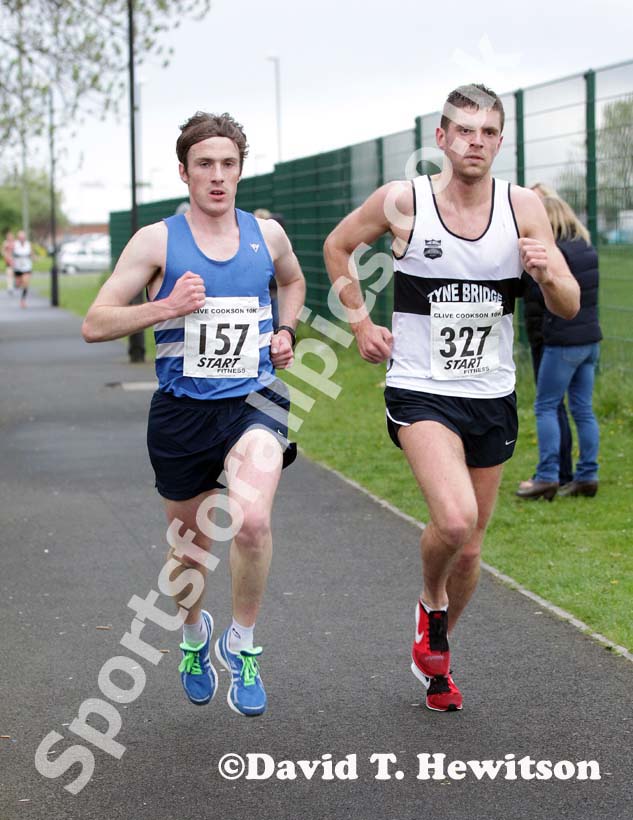 Ross Floyd (Morpeth) and Mark Fenwick (Tyne Bridge) eventual winner leads the Clive Cookson 10k, organised by NSP.